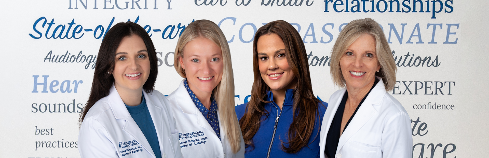 A group headshot of the caring staff at Professional Hearing Services