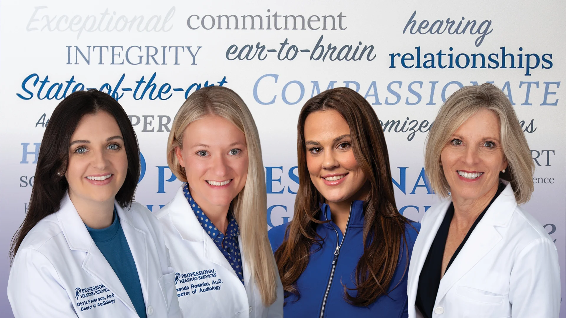 A group headshot of the caring staff at Professional Hearing Services